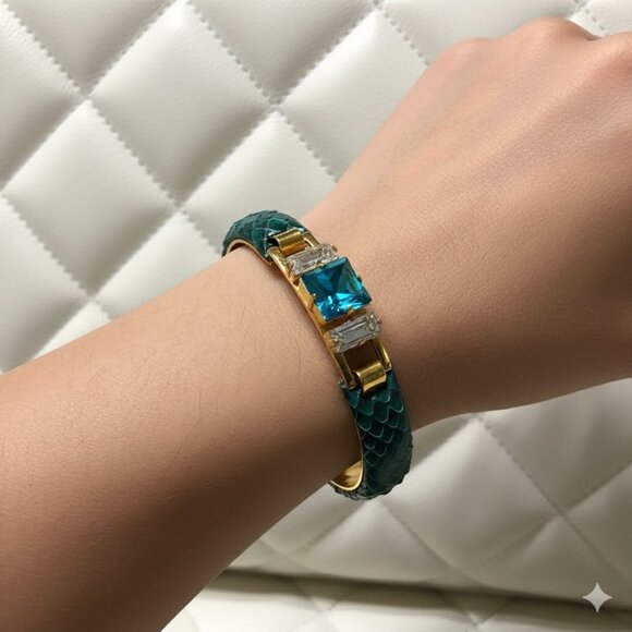 Jewelry - Beautiful Bangle with snake skin Made in Italy